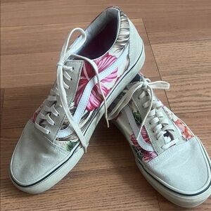 Vans Floral Canvas Sneakers - Pink and Green